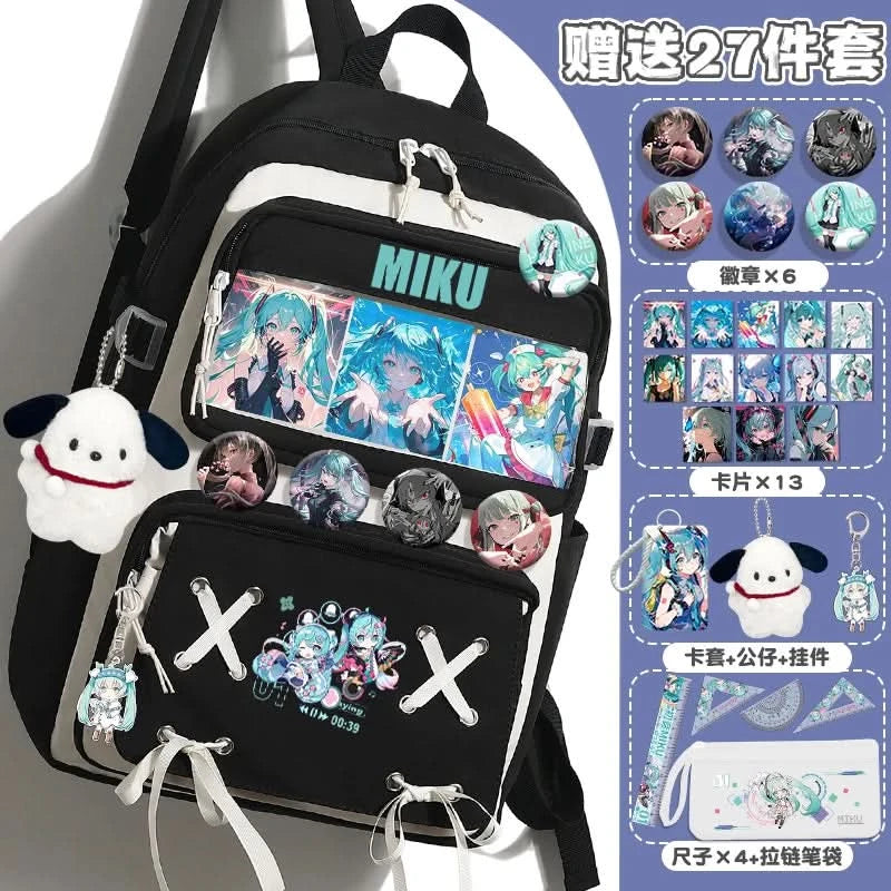 Miku Future School Backpack for Girls 2025 New Fashion Print Youth Pain Bag Large Capacity Backpack for School - M & M Global