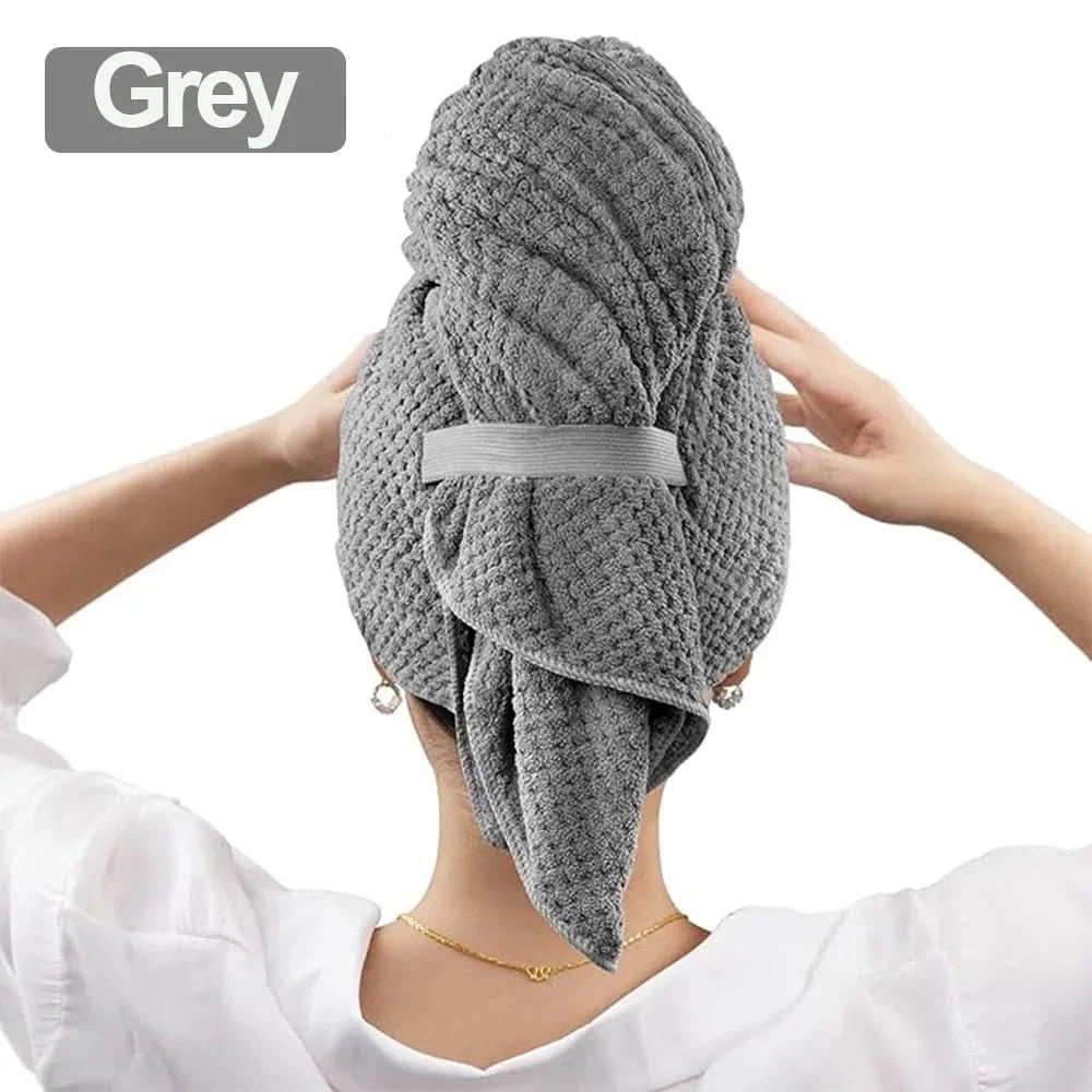 Microfiber Hair Towel Extra Large Wrap Quick Dry Hair Towel Wrap With Elastic Band , Ultra Absorbent Soft Hair Towel Wrap Turban - M & M Global