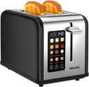 2 Slice Toaster Touch Screen 1.5" Wide Slot, Stainless Steel Smart Bread Toaster for Bagel Muffin Waffle Gluten Free Breads, Tim - M & M Global