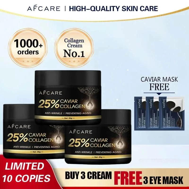 Caviar Wrinkle Remover Face Cream Free Eye Mask Collagen Lifting Firming Fade Fine Lines Anti-aging Moisturizing Korean Cosmetic - M & M Global