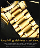 OLEVS Men Watches Waterproof Stainless Steel Quartz Male Wristwatch Gold Watch Fashion Luminous Luxury Calendar Business Clock - M & M Global