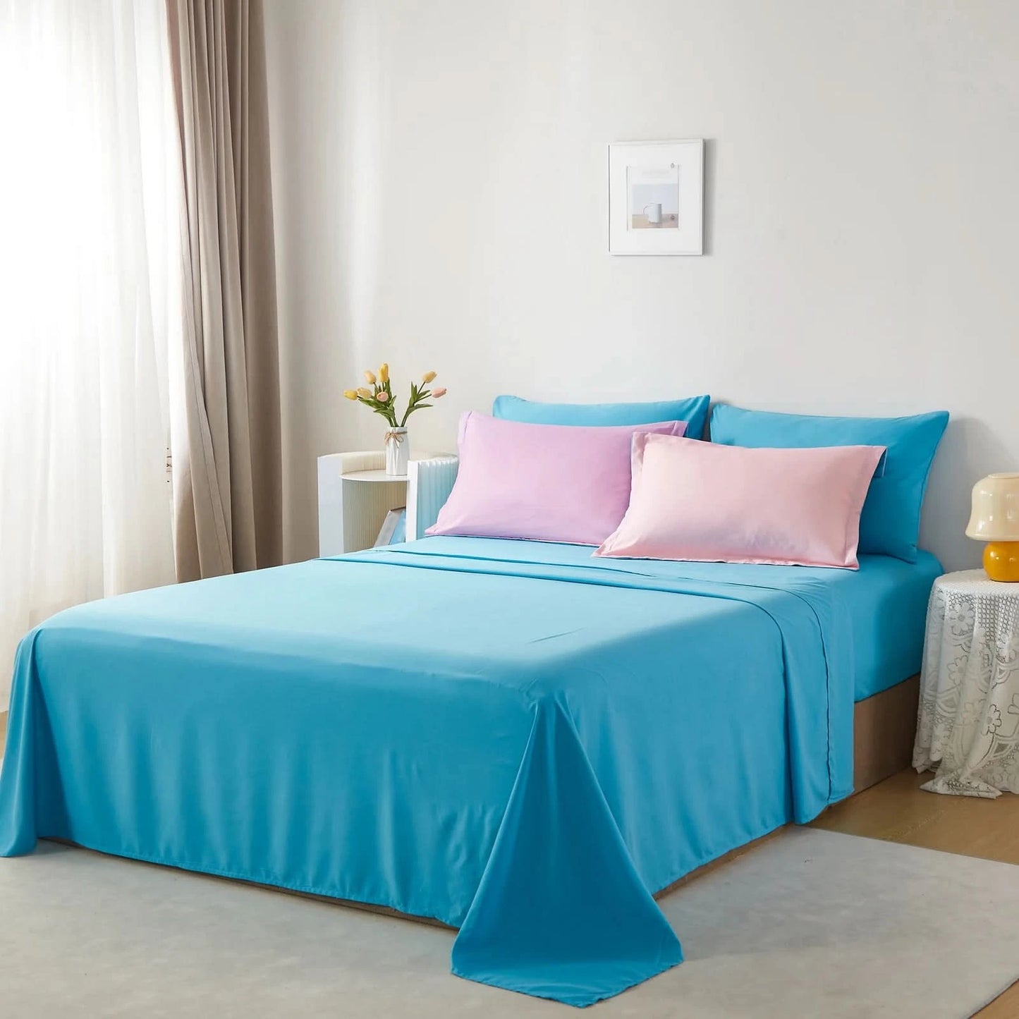 Gradient Comforter Set-7 Pieces in a Bag, Bedding Sets with Comforters,Flat Sheets, Fitted Sheet,2 Pillowcases & 2 PillowShams