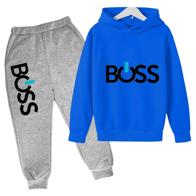 Spring Autumn Boys Girls Casual Fashion Print Pullover Long Sleeve Hoodie Tops+Pants Tracksuit 4-14 Years Children's Clothes - M & M Global