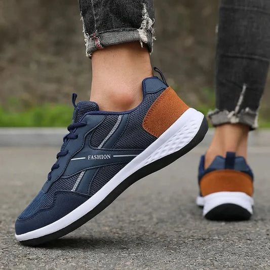 Men's Pu Leather Shoes 2025 New Lightweight Non-slip Sneakers Breathable Male Outdoor Running Shoes Lace Up Soft Sport Shoes - M & M Global
