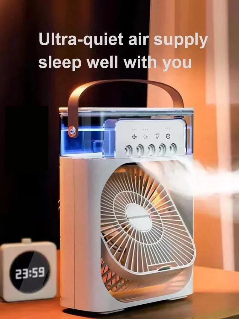 New 3 In 1 Fan AIr Conditioner Household Small Air Cooler LED Night Light Portable Humidifier Air Adjustment Fan Office Home Fan - M & M Global