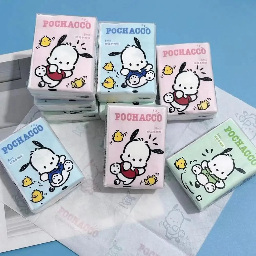 Kawaii Hello Kitty Handkerchief Paper Cartoon Sanrio Pochacco Kitty Printed Napkins Portable Small Pocket Tissues Facial Paper - M & M Global