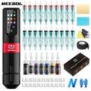 1pc/set Complete Tattoo Machine Kit Wireless, 20 Cartridge Needles, 7 Inks, Tattoo Pen Set,Permanent Makeup Tool for Tattoo Art - M & M Global