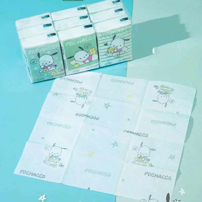 Kawaii Hello Kitty Handkerchief Paper Cartoon Sanrio Pochacco Kitty Printed Napkins Portable Small Pocket Tissues Facial Paper - M & M Global
