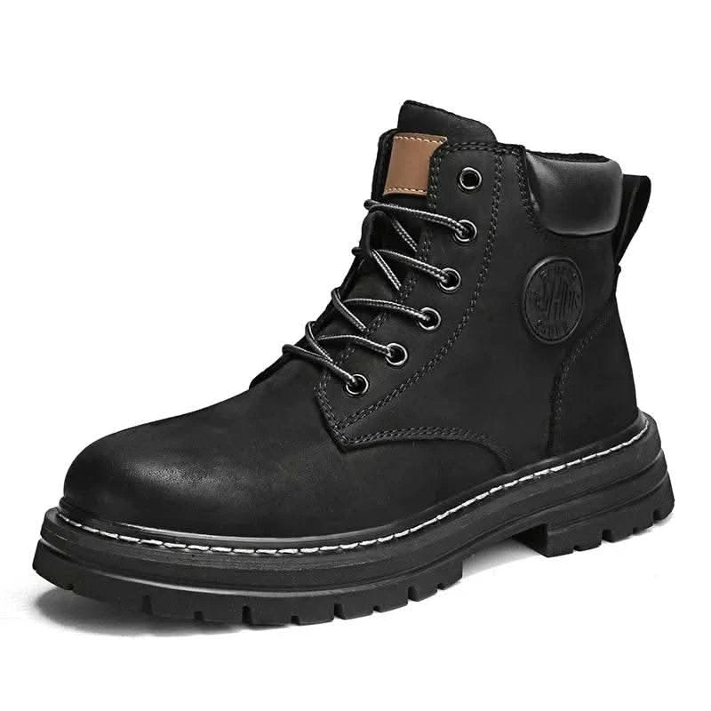 Boots Men High Top Boots High Quality Women Leather Shoes Fashion Outdoor Sneakers Men Lace Up Non-Slip Ankle Boots for Couple - M & M Global