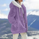 2024 Winter Warm Women Jackets Plush Casual Loose Fleece Plaid Y2K Hooded Zipper Fashion Cashmere Warm Solid Color Ladies Coats