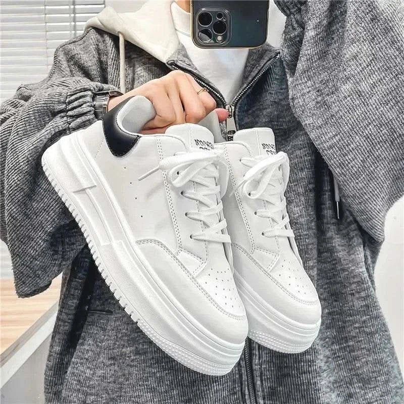 Casual Men's Sneakers Autumn 2025 New Style Winter Pure White Fiberglass Synthetic Lining Rubber Sole Unisex Leisure Shoes - M & M Global