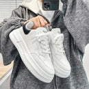 Casual Men's Sneakers Autumn 2025 New Style Winter Pure White Fiberglass Synthetic Lining Rubber Sole Unisex Leisure Shoes - M & M Global