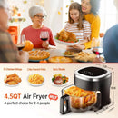 6-IN-1 Glass Air Fryer with 4.5 QT Capacity,Air Fry, Roast, Reheat, Dehydrate, Air Crisp Technology,Nonstick & Dishwasher Safe B - M & M Global