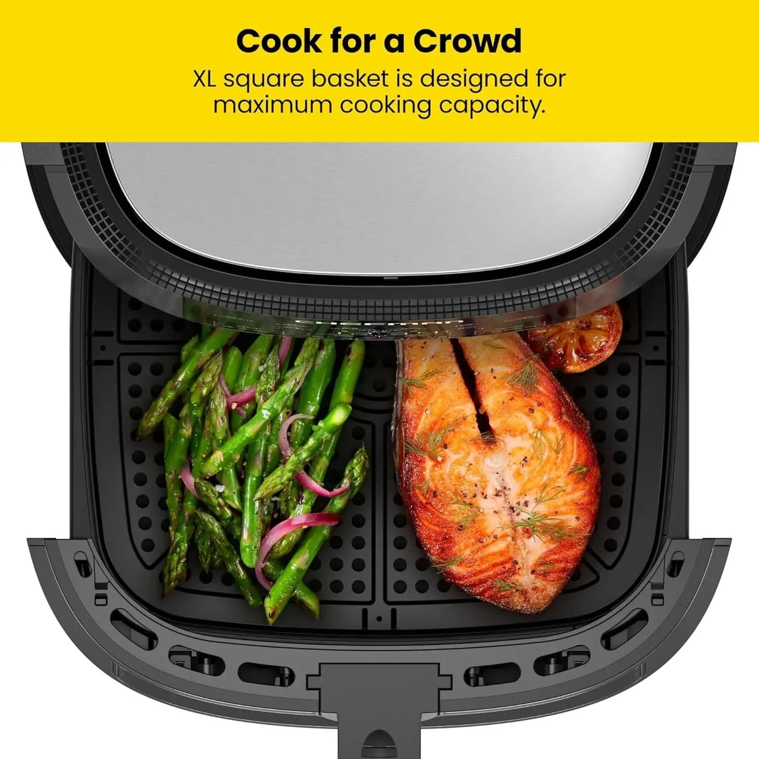 Easy-View Air Fryer - 8 Qt Family Size with Viewing Window, One-Touch Digital Control with 4 Presets, Nonstick & Dishwasher Safe - M & M Global
