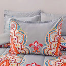 3-Piece King Comforter Set, Gray Rainbow Floral Pattern, Lightweight Microfiber, Reversible Design, Hotel Luxury Bedding, Machin