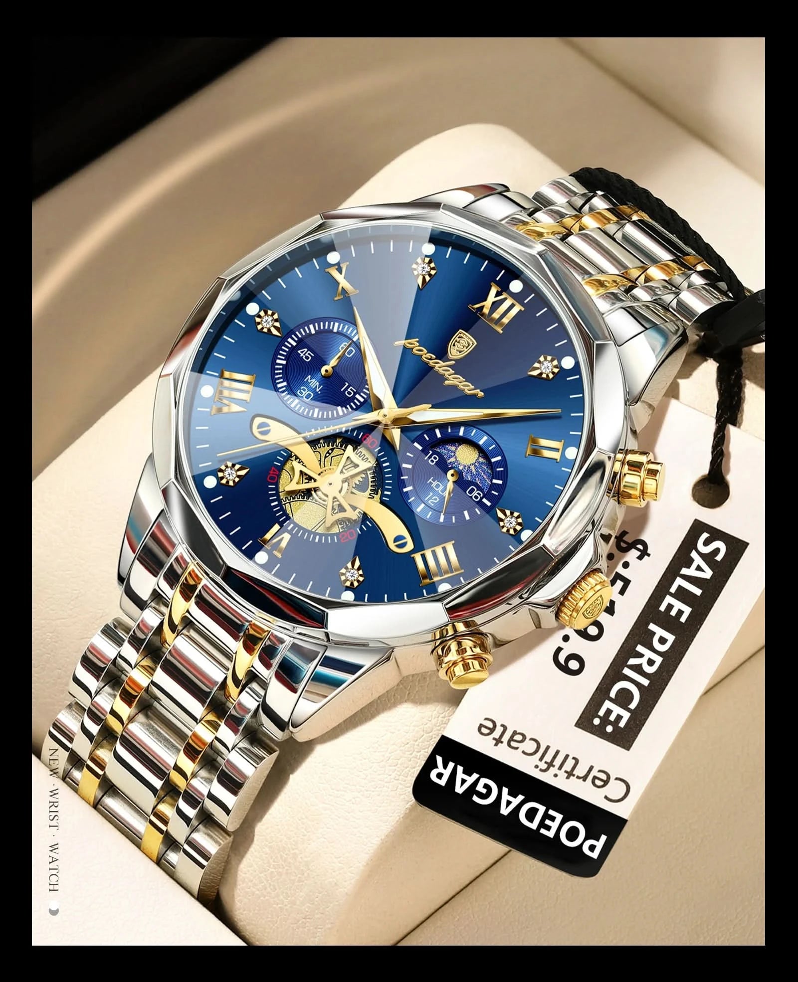 POEDAGAR Luxury Men Watch Top Original Waterproof Luminous Chronograph Man Wristwatch Stainless Steel Quartz Men's Watches Reloj - M & M Global