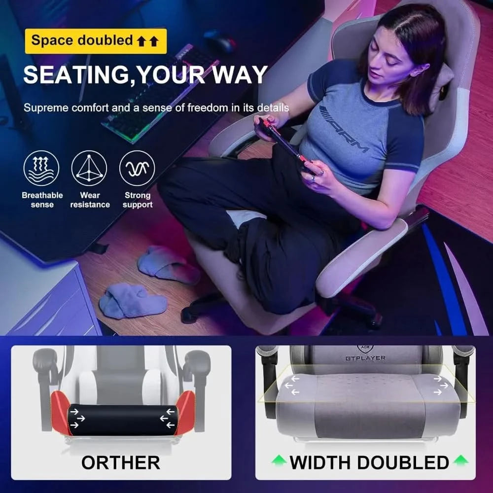 Gaming Chair, Computer Office Chair with Pocket Spring Cushion, Linkage Armrests and Footrest, High Back Ergonomic Computer Cha