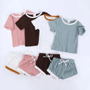 2025 New Style Baby Boy Clothes Sets For Children Kids Girls Clothes Ribbed Solid Cotton Short Sleeve Tee＋Pants Toddler Clothing - M & M Global