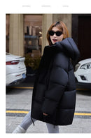 2025 Winter New Down Coat Women Parkas Fashion Long Hooded Outerwear Female Cotton-padded Padded Jacket Loose Ladies Overwear