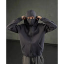 Men and women Balaclava Y2kGothic Harajuku winter new item double hooded sweatshirt men's hooded mask zipper sportswear