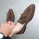 Men's Loafers Brand Suede Leather Shoes Vintage Slip-on Classic Casual Men Driving Shoes Wedding Male Dress Shoes Tassel pointed - M & M Global