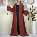 New Muslim Abayas For Women Long Sleeved Dress Dubai Lady Elegant Long Dress Islam Clothing African Abaya Loose Robe With Turban - M & M Global