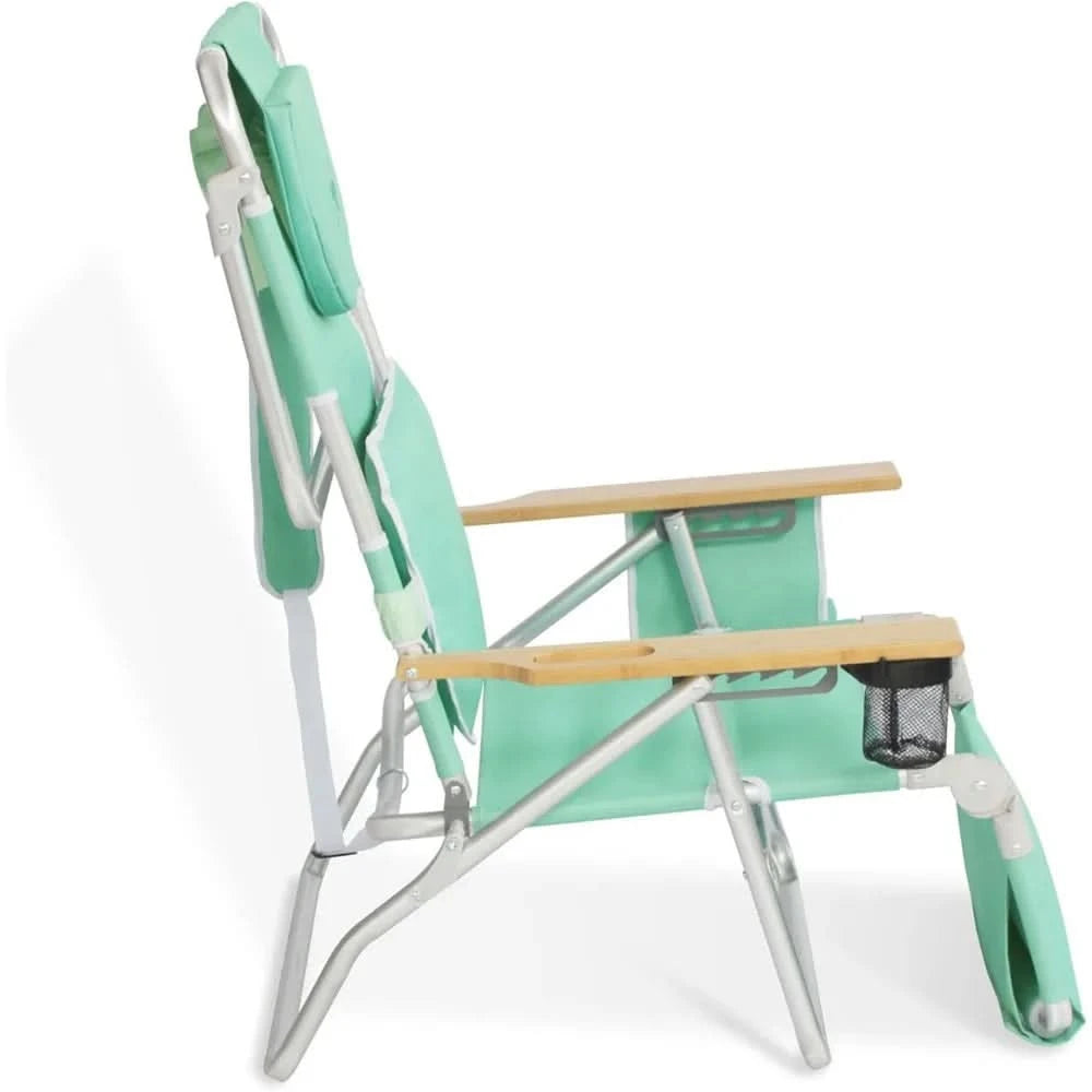Ostrich Deluxe 3N1 Padded Beach Chair w/ Face Cushion & Arm Holes, Teal - Lightweight Folding Recliner w/ Adjustable Backrest