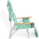 Ostrich Deluxe 3N1 Padded Beach Chair w/ Face Cushion & Arm Holes, Teal - Lightweight Folding Recliner w/ Adjustable Backrest