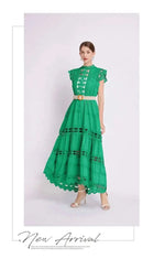 JAMERARY Designer New Summer Holiday White Embroidery Cotton Long Dress Women Sleeveless Midi Prom Evening Dresses Party Robe - M & M Global