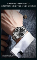 OLEVS Men's Watches Causal Fashion Original Quartz Watch for Man Waterproof Stainless Steel Luminous Date Week Trend Dress Reloj - M & M Global
