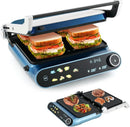 Panini Press Sandwich Maker, Electric Indoor Grill with 2 Removable & Dishwasher Safe Non-Stick Plates, Drip Tray, LED Display, - M & M Global