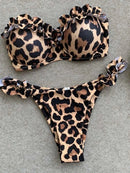 2025 New Summer Swimwear Bikini Set Sexy Leopard Strapless Bikini 2 Piece Set Women Split Swimsuit High Waist Beach Style Bikini - M & M Global