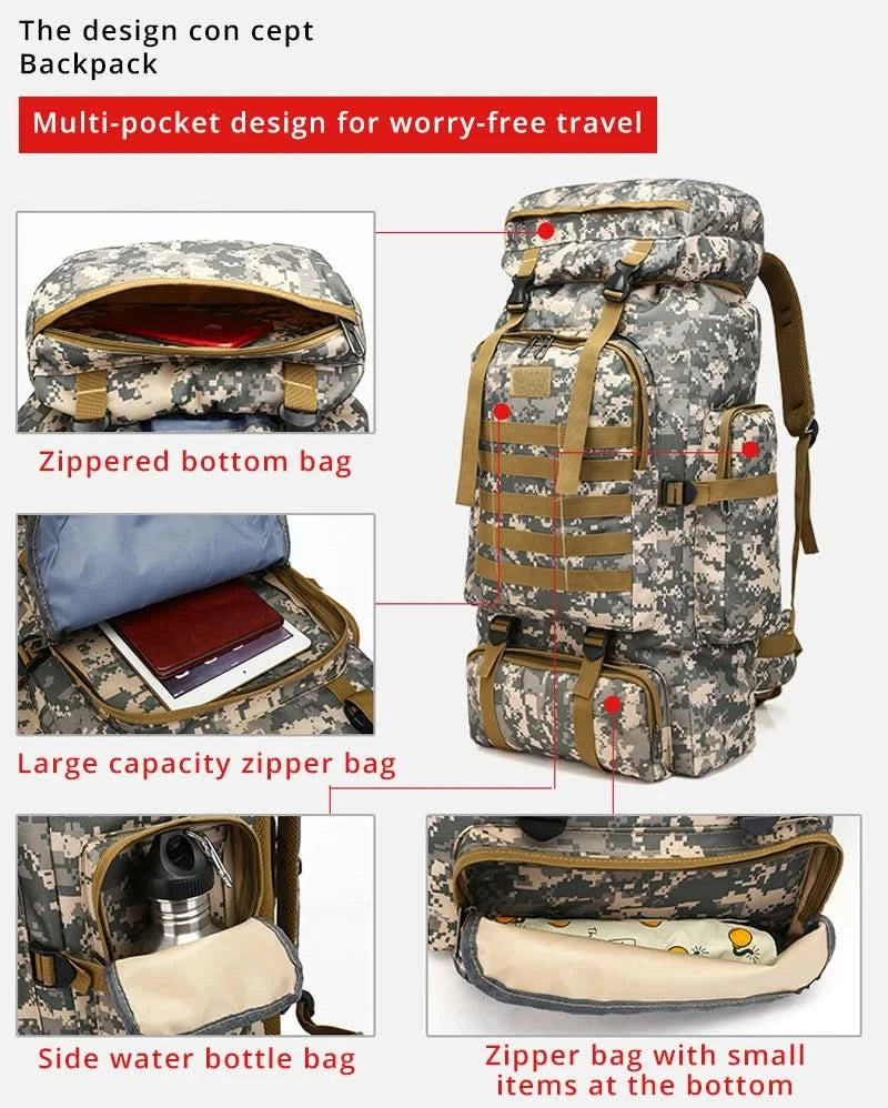 Rilibegan Men Travel Backpack Tactical Climbing Outdoor Hiking Camouflage Multifunctional Bag Men Backpack - M & M Global