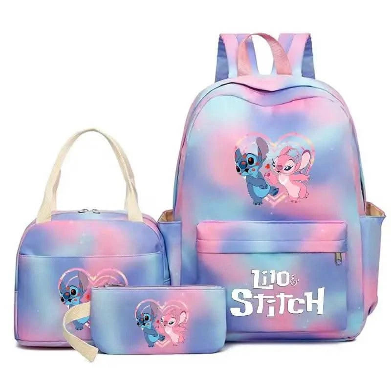 3Pcs Lilo Stitch Colorful Backpack Set With Tote and Pouch Large Capacity Lightweight And Breathable Outdoor Knapsack - M & M Global