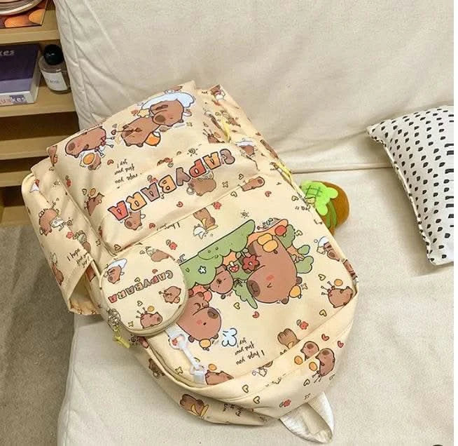 Cute Capybara Backpack for Girls Boys Student Teenager Children's Rucksack Women Cute Casual School Bags Kids Birthday Gift Toy - M & M Global