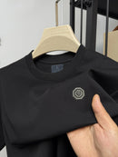 New brand summer men's silk cotton T-shirt designer custom badge design short sleeve fashionable ice silk elastic casual T-shirt