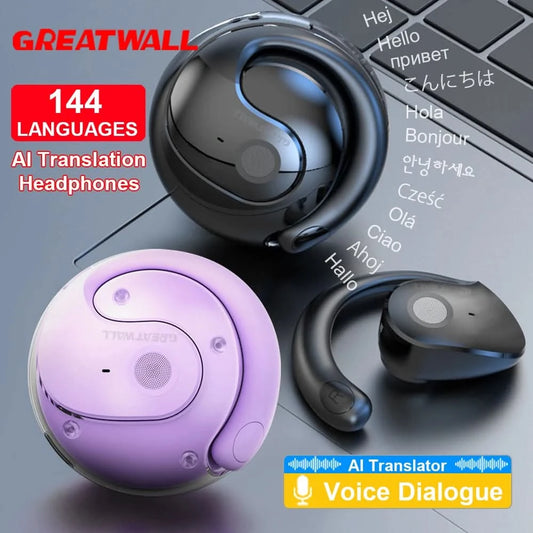 GreatWall AI Real-Time Translation Wireless Bluetooth Earphones Supporting Over 100 Voice Languages Translation Headphones - M & M Global