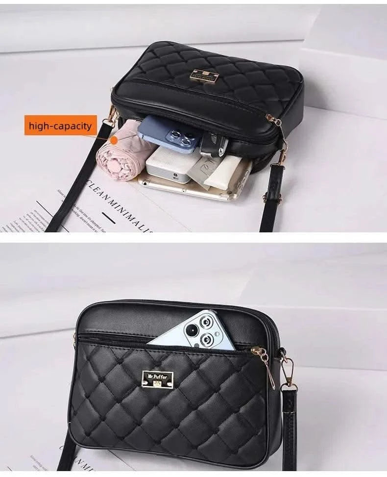 2025 Women's One Shoulder Small Square Handbag New Cross Border Foreign Trade Lingge PU Crossbody Versatile Small Messenger Bag - M & M Global