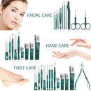 Green 7/13/24 pcs Stainless Steel Nail Cutter and Pedicure Scissors Set - Portable Manicure and Pedicure Tool Nail Clipper Set