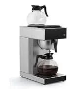12-Cup Commercial Coffee Maker, Pour Over Drip Coffee Maker Brewer with 3 Lower Warmers and 3 Glass Decanters, Stainless Steel C - M & M Global