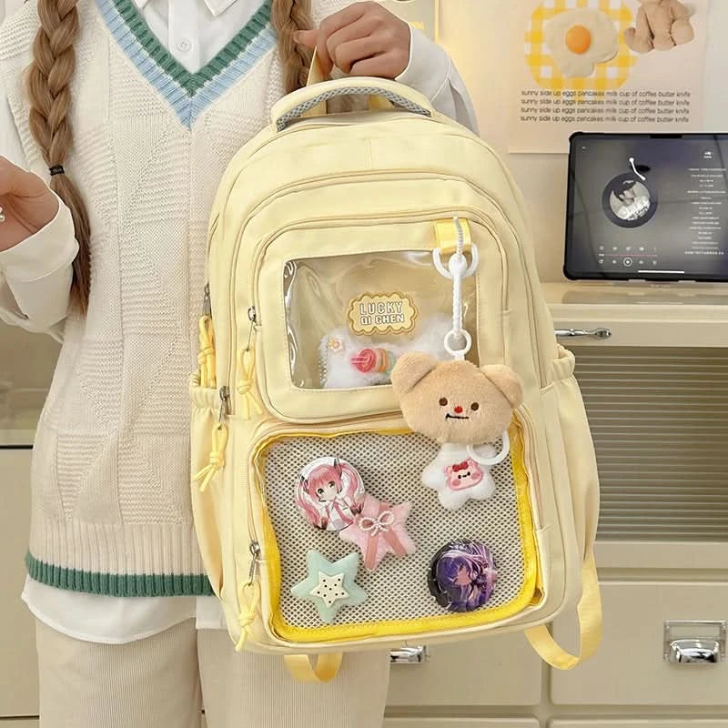 Japanese Style Kawaii Backpack Girls Transparent Ita Bag Women Large Capacity Backpack Fashion School Bag for College Student JK - M & M Global