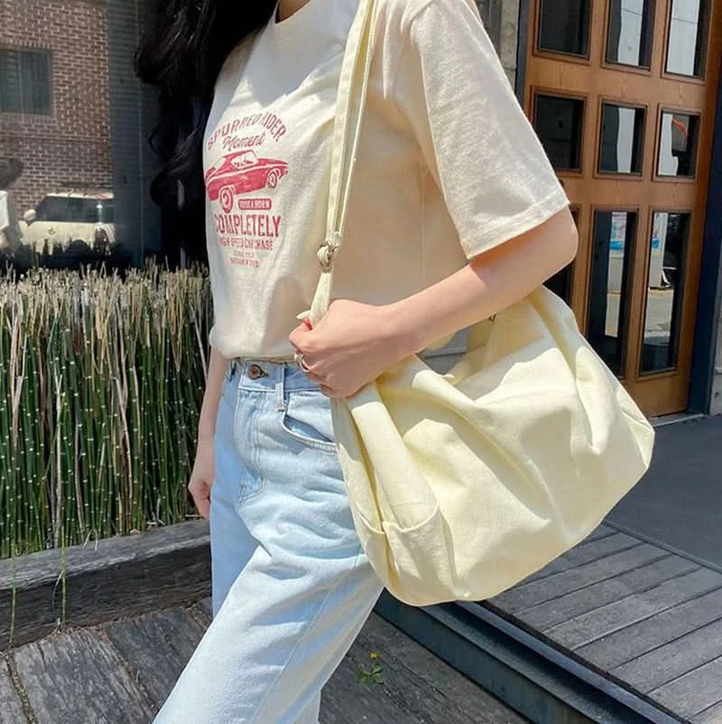 Women Shoulder Bag Large Canvas Crossbody Bags For Women Fashion Korean Female Student School Bag Chic Messenger Bag Handbags - M & M Global