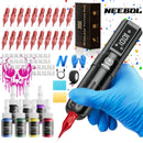 Wireless Tattoo Machine Kit Complete, Cordless Tattoo Gun, 1600mAH Battery, Large Battery,  Tattoo Pen Set, 20 Needle supply - M & M Global