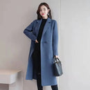 Plus Size Women's Mid-Length Woolen Coat 2025 Spring Autumn Slim Fit Woolen Coat Outerwear Pure Color Korean Casual Style But...
