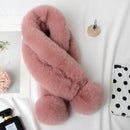 1pc Plush Cross Scarf Faux Rabbit Fur Thickened Plush Ball Thermal Scarf Thick Winter Women Neck Warmer Collar Neckerchief