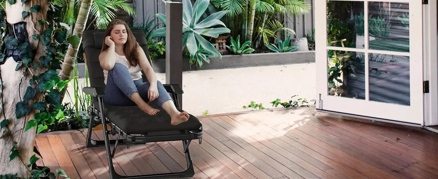 3 in 1 Oversized Folding Camping Cot 29in, 6+10 Positions Adjustable XL Patio Chaise Lounge Chair, Sleeping Cots for Adults