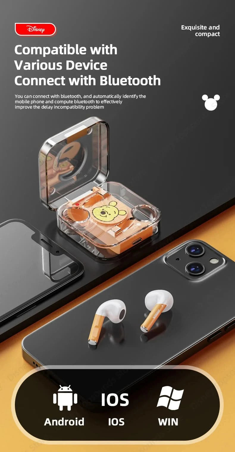 Choice US Disney LK-10 Wireless Bluetooth 5.2 Earphones TWS Sport Headset Noise Reduction Earbuds with Mic HIFI Music Headphones
