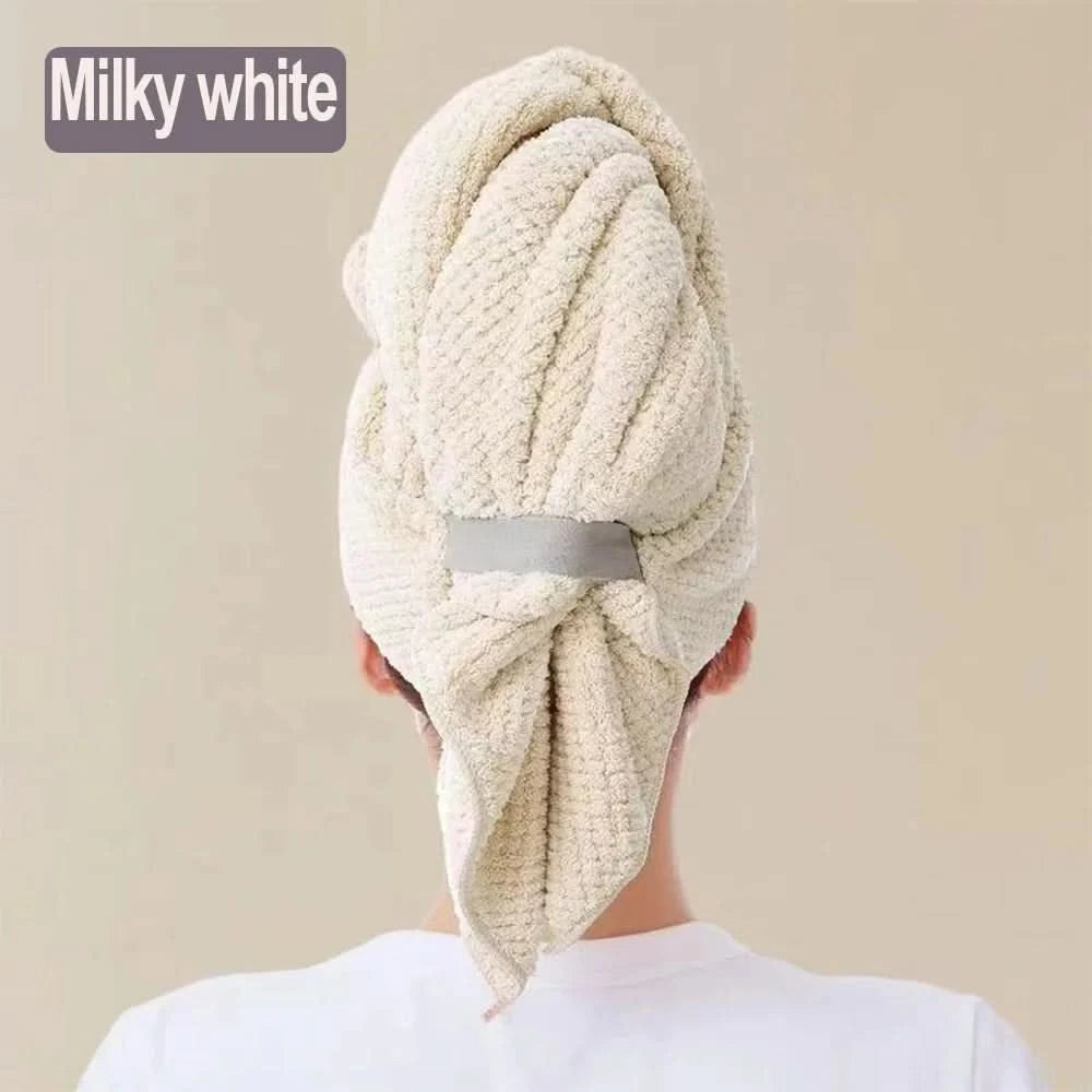 Microfiber Hair Towel Extra Large Wrap Quick Dry Hair Towel Wrap With Elastic Band , Ultra Absorbent Soft Hair Towel Wrap Turban - M & M Global