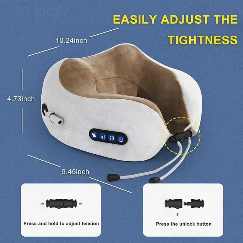 Electric Neck Massager With Heat Vibration 3D Kneading Shiatsu Massage U Shaped Pillow For Shoulder Cervical Pain Relief Fatigue - M & M Global