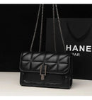 Classic Quilted Detail Square Bag, Solid Color Flap Shoulder Bag, All-Match Chain Bag - M & M Global